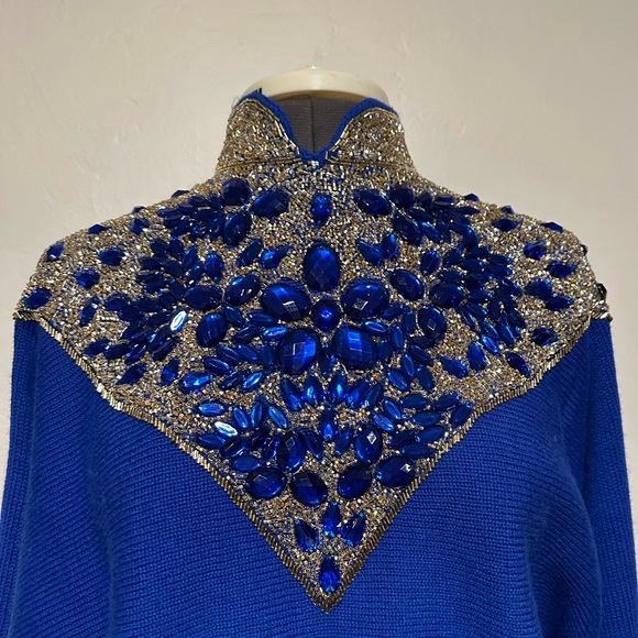 New With Tags Della-Knit 100% Wool Royal Blue Zip Up Sweater - Picture 2 of 8